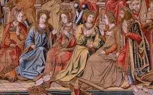 Flaman halısı. Seri Onur. Onur (El Onur). Serinin ikinci halısı. Bernard van Orley ve Jan Gossaert (Mabuse) çevresinden Model Karikatürcüler. Pieter van Aelst, Brüksel imalatı. Ca 1550. Kumaş Altın, gümüş, ipek ve yün.