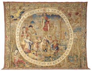 "Madalyon Ayları"ndan Aralık ayını betimleyen Brüksel alegorik duvar halısı, c.1525