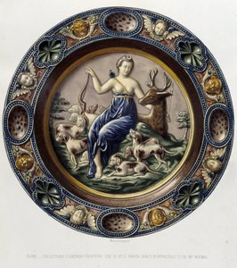 Diane (Artemis) chasseresse - Plat céramique, C. Delange ve C. Borneman, Paris tarafından “Bernard Palissy