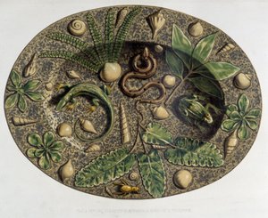 Plate à sürüngenler - Plate céramique, C. Delange ve C. Borneman, Paris tarafından “” Bernard Palissy