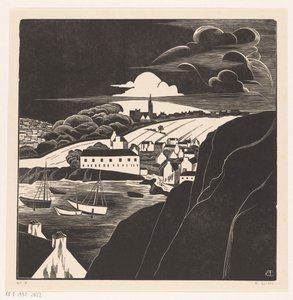 Düşük gelgitte liman (nesnedeki orijinal başlık) by Bernard Essers (signed by artist)