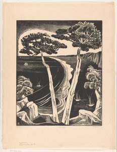 Çam ağaçları (gelgitte Breton Körfezi) (nesne üzerindeki orijinal başlık) by Bernard Essers (signed by artist)