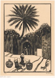 Sicilya'daki Taormina'da basamaklı sokak by Bernard Essers (signed by artist)