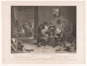 Kart oyun figürleri ile Inn iç Les Francs Maçons Flamands en Loge (nesne üzerindeki başlık) by Bernard François Lépicié