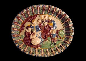 Henri IV ve ailesini temsil eden çanak. Bernard Palissy (1510-1589) tarafından sırlı toprakta seramik
