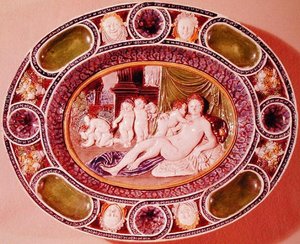 Doğurganlığı temsil eden bir dişiyi gösteren oval plaka (fayans) by Bernard Palissy