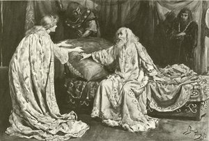 Cordelia olarak Bayan Ellen Terry, Kral Lear olarak Bay Henry Irving (gravür) by Bernard Partridge