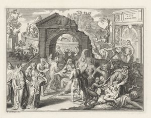Schouwburg Tartışması Karikatürü, 1685 dolayları by Bernard Picart (attributed to)