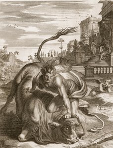 Achelous Boğa Şeklinde Herkül Tarafından Yenildi, 1731 by Bernard Picart