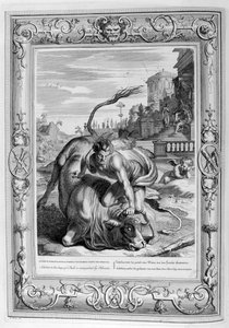 Boğa şeklindeki Achelous, Herkül tarafından yenildi, 1733 by Bernard Picart