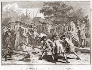 Yahudilik: Cenaze sırasında yardımcılar vücuda toprak atarlar (Yahudi cenazesi) Bernard Picart (1723-1743) 1819 Özel koleksiyon by Bernard Picart