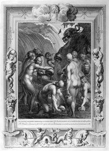 Danaides, sıkılmış gemileri suyla doldurmaya mahkum edildi, 1733 by Bernard Picart