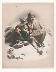 Bir kış manzarasında yaralı askerler