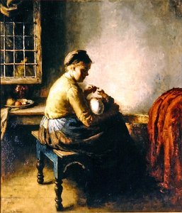 Bebeğini emziren anne (tuval üzerine yağlı boya)