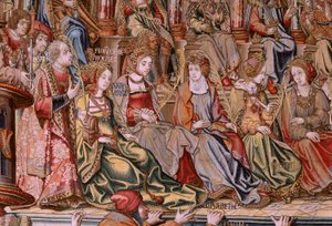 Flaman halısı. Seri Onur. Onur (El Onur). Serinin ikinci halısı. Bernard van Orley ve Jan Gossaert (Mabuse) çevresinden Model Karikatürcüler. Pieter van Aelst, Brüksel imalatı. Ca 1550. Kumaş Altın, gümüş, ipek ve yün. by Bernard van Orley