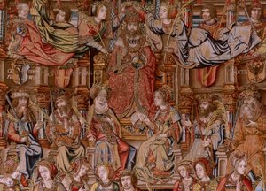 Flaman halısı. Seri Onur. Onur (El Onur). Serinin ikinci halısı. Bernard van Orley ve Jan Gossaert (Mabuse) çevresinden Model Karikatürcüler. Pieter van Aelst, Brüksel imalatı. Ca 1550. Kumaş Altın, gümüş, ipek ve yün. by Bernard van Orley