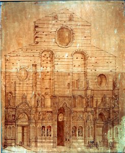 Floransa Katedrali'nin (duomo) cephesi. Kalem ve kanla çizim Bernardino Poccetti (Bernardino Barbatelli) (1548-1612) Dim. 101x58 cm Floransa, Museo del 'Opera del Duomo