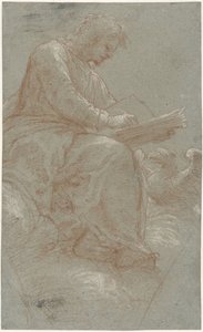 Aziz John bulutların üzerinde yazıyor by Bernardino Lanino (possibly)