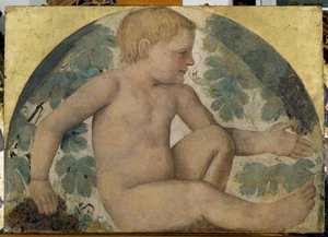 Hasat putti - Pergola altında putto, c.1514 (gemide taşınan müstakil fresk) by Bernardino Luini