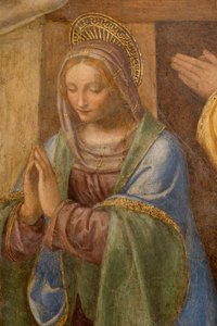Çobanların doğuşu ve hayranlığı, c. 1520-1525. Detay (panelde yağ) by Bernardino Luini