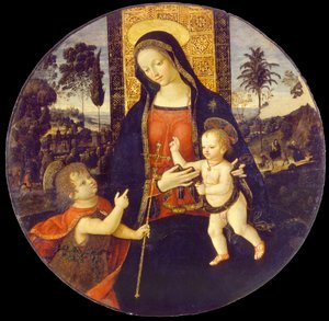 Çocukken Vaftizci Yahya ile Bakire ve çocuk, 1490-1500 by Bernardino Pinturicchio