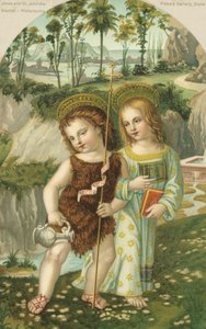 İsa Mesih ve Vaftizci Yahya (kromolito) by Bernardino di Betto (after) Pinturicchio