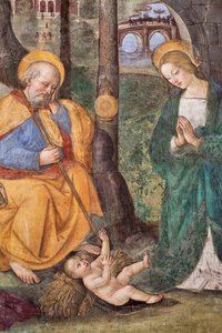 Çobanların Hayranlığı (Çobanların Hayranlığı) Detay Fresk, Pinturicchio (Bernardino di Betto) (1454-1513) 1484-1492 (Santa Maria del Popolo Kilisesi), Santa Maria del Popolo Bazilikası, Cappella Basso della Rovere Roma İtalya by Bernardino di Betto Pinturicchio
