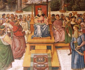 Enea Silvio Piccolomini, İskoçya Kralı I. James ile tanışıyor, II. Pius Hikayelerinden detay by Bernardino di Betto Pinturicchio