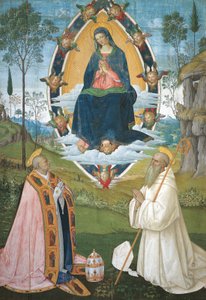 Gregory Great ve Saint Benedict ile Madonna by Bernardino di Betto Pinturicchio