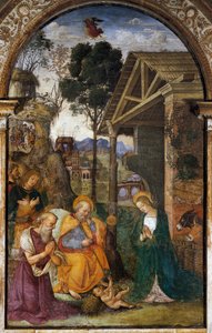 Aziz Jerome ile Doğuş, Bernardino Betti tarafından Il Pinturicchio olarak bilinen genç fresk by Bernardino di Betto Pinturicchio