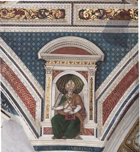 Aziz Ambrose, Kilise Doktorlarının detayı (fresk by Bernardino di Betto Pinturicchio