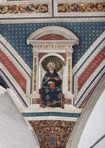 Hippo Aziz Augustine, Kilise Doktorları'nın detayı (fresk by Bernardino di Betto Pinturicchio