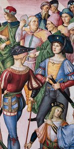 Piccolomini Kütüphanesi, kuzey doğu duvarı: “Aeneas Sylvius, İmparator III. by Bernardino di Betto Pinturicchio