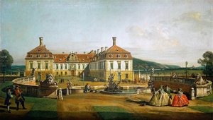 İmparatorluk zevk sarayı Schloßhof, avlu tarafı by Bernardo Bellotto