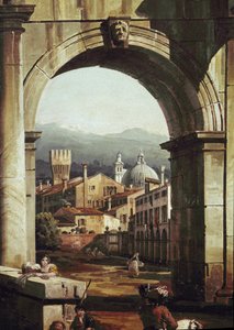 Kapılı ve Duvarlı Roma Kaprisi, detay (tuval üzerine yağlı boya by Bernardo Bellotto