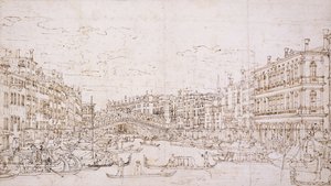 Güneyden Rialto Köprüsü ile Büyük Kanal, Venedik, by Bernardo Bellotto