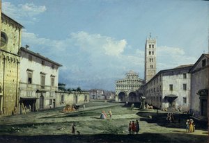 San Martino Meydanı ve Duomo, Lucca, c.1747 (tuval üzerine yağlıboya) by Bernardo Bellotto