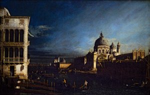 İki Venedik Manzarası, Büyük Kanal ve Batıya Bakış Molo (tuval üzerine) by Bernardo Bellotto
