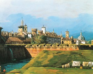 Torino'nun Kraliyet Bahçesi'nin yanından görünümü by Bernardo Bellotto