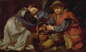 Mangallı bir kız ve bir erkek by Bernardo Eberhart Keilhau