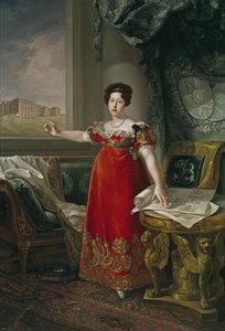 Marie Isabelle de Braganza, Portekizli İnfanta, İspanya Kraliçesi Eşi - Portekizli Maria Isabel (1797-1818), Prado Müzesi önünde, Lopez Piquer, Bernardo (1801-1874). tuval üzerine yağlıboya by Bernardo Lopez y Piquer
