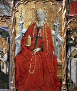 Mecdelli Meryem, Bernat Martorell (yaklaşık 1400-1452) tarafından Aziz Mary Magdalene (1437-1452) mihrabından detay, ahşap üzerine boyanmış. Katalan Gotik sanatı.