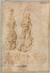 Şamdan Tasarımı, Alegorik Bolluk Figürü, Süs Rölyef Tasarımı, c. 1490'lar. by Bernardo Parentino