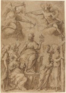 Tutku Aletlerini Tutan Meleklerle Çevrili Ecclesia by Bernardo Strozzi