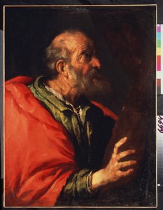 Yaşlı bir adamın başı, havari Peter? by Bernardo Strozzi