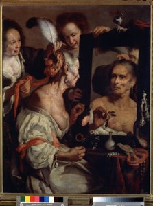 Eski koket, makyaj (Eski koket, vanitas). Bernardo Strozzi