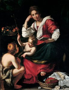 Madonna ve Çocuk ile Bebek Aziz John by Bernardo Strozzi