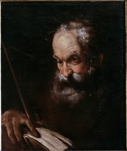 Elinde kitap olan yaşlı bir adamın portresi (tuval üzerine yağlı boya by Bernardo Strozzi