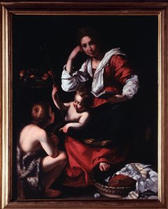 Vaftizci Yahya ile Kutsal Ailenin Temsili (Vaftizci Yahya ile kutsal aile) Tablo Bernardo Strozzi (1581-1644) Genes, Musei di Strada Nuova (eski Palazzo Rosso) İtalya by Bernardo Strozzi