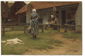 Yıkama günü (tuval üzerine yağlı boya) by Bernardus Johannes Blommers or Bloomers